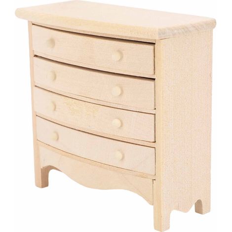 Commode miniature en bois à plusieurs tiroirs pour maison de poupée à l'échelle 1:12, idéale pour la décoration. (1/5)