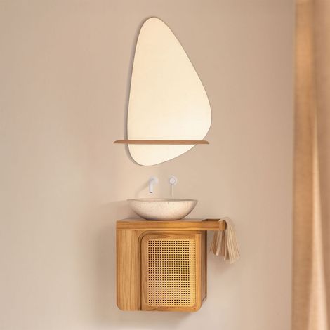 Ensemble meuble de salle de bain suspendu 60x40 cm en bois de teck Georgy SKLUM