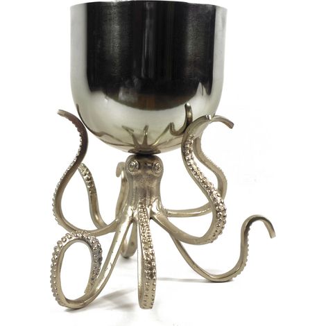 28cm Silver Metal Octopus Bowl Style Planter (1/4)