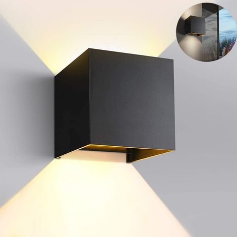 Applique murale LED 7W avec angle de faisceau réglable, étanche IP65, lumière blanche chaude 2700K, noir [Classe énergétique A+] (1/5)