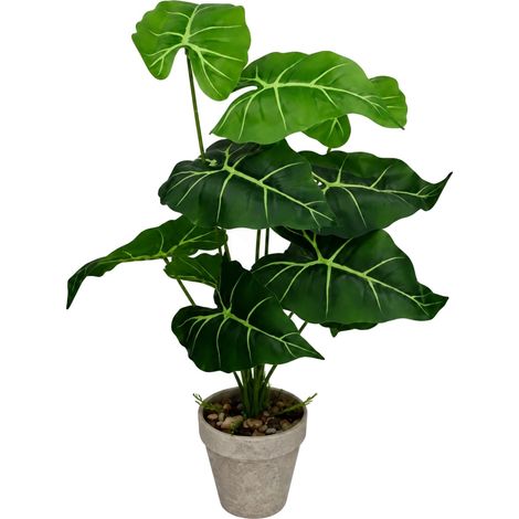 Plantas decorativas artificiales, juego de 3, diseño realista, Monstera deliciosa (1/2)