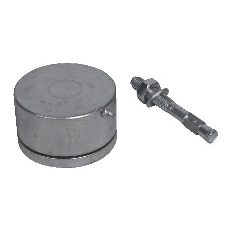 Deco Fer Forge – Pivot bas à bille articulé pour portail – Ø68mm, hauteur 40mm, acier, charge max 650kg, roulement à billes conique avec graisseur