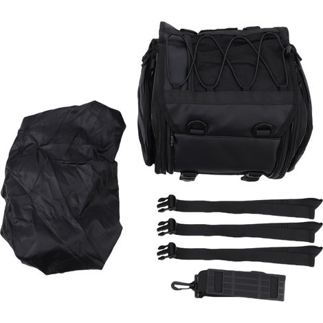 Sac à bagages arrière de moto 20L-30L, extensible, multi-poches, rangement dans le coffre de moto avec housse de pluie et 4 sangles de montage (1/5)