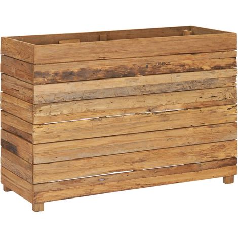 Aiuola rialzata per piante e fiori 100 x 40 x 72 cm legno di teak riciclato e acciaio 020000897