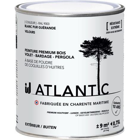 Peinture bois extérieurs - RAL 9003 Blanc pur Guérande - 750ML - ATLANTIC (1/3)