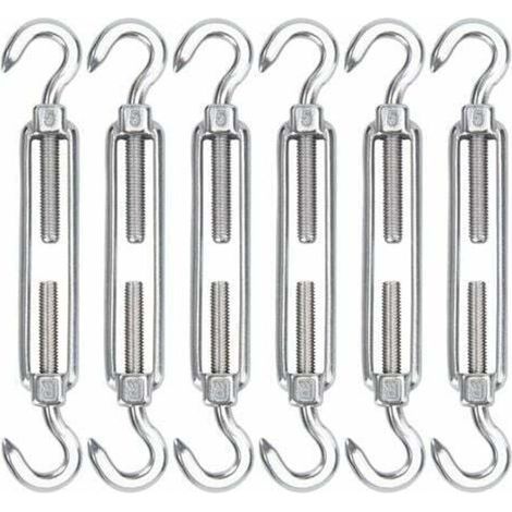 6 Edelstahl-Kabelspanner M5, verstellbar 115–180 mm, für Wäscheleinen, Sonnenschutz und Zäune (1/5)