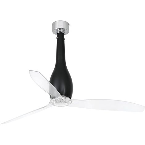 FARO Ventilatore da soffitto per interni nero opaco e trasparente acciaio e policarbonato motore DC silenzioso 6 velocita con funzione inversa telecomando 13–176 m² ETERFAN FARO-32003 (1/4)
