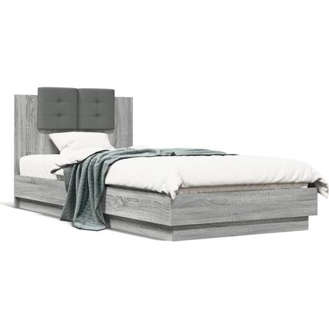 Maison Exclusive - Bettgestell mit Kopfteil Grau Sonoma 100x200 c