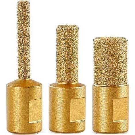 Lot de 3 fraises diamantées,6mm 10mm 15mm,acier trempé,pour marbre quartz,pierre carrelage (1/5)