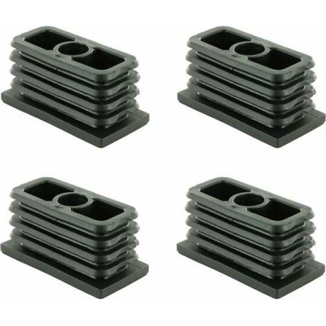 – Lot de 4 embouts de tube rentrant rectangulaire en plastique noir – Charge max 200kg – Taraudé pour vis M8 – Dimensions 50 x 25 mm (1/2)