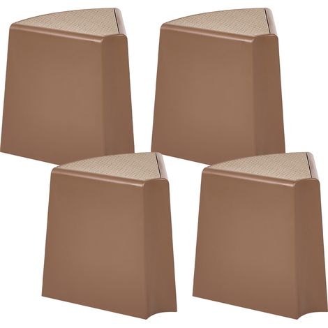 Conjunto de 4 taburetes de jardín exterior asientos para patio material sintético ABS apilables marrón Evros
