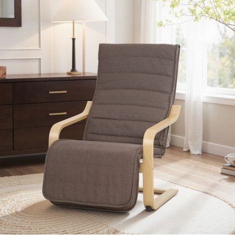 Sillón relax con reposapiés ajustable madera 66,5 cm OKMYHOME (1/3)
