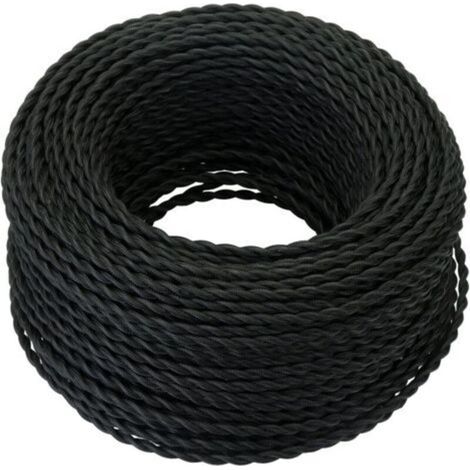 Câble Electrique Textile 10M，Rétro Corde de chanvre tressé torsadée Câble 2x0,75 mm², 2 fils torsadés toronnés，pour DIY Pendentif Lampe/Noir (1/4)