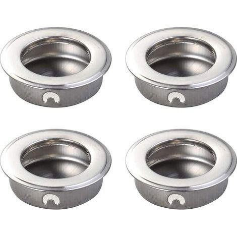 Lot de 4 35mm Plat en Acier Inoxydable Encastré Encastré Tirez Le Doigt Insérez La Porte Coulissante Poignée Cabinet Tirer Tiroir Matériel (1/5)