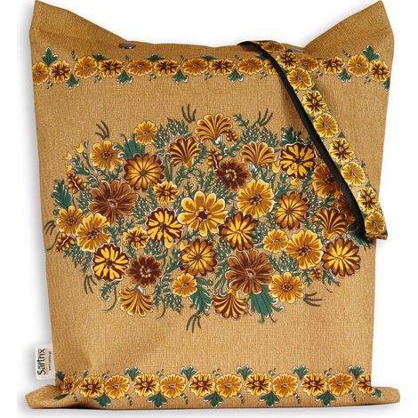 Borsa popolare Opole, fiori autunnali, marrone impregnato (1/5)
