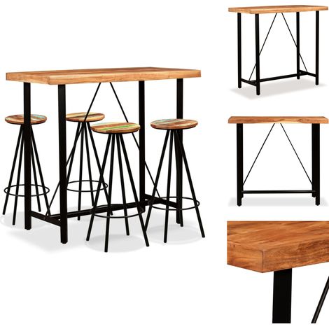 Essgruppen - Living 5-tlg. Bar-Set Massivholz Akazie und Altholz (1/5)