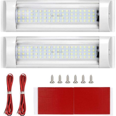 Éclairage Intérieur, Lampes LED de Plafonnier, Éclairage de Toit 12V-80V 72 LED 6000K pour Camping car/Remorque/Camionnette/Bateau avec Interrupteur Marche/arrêt Blanc(2 pcs) (1/5)