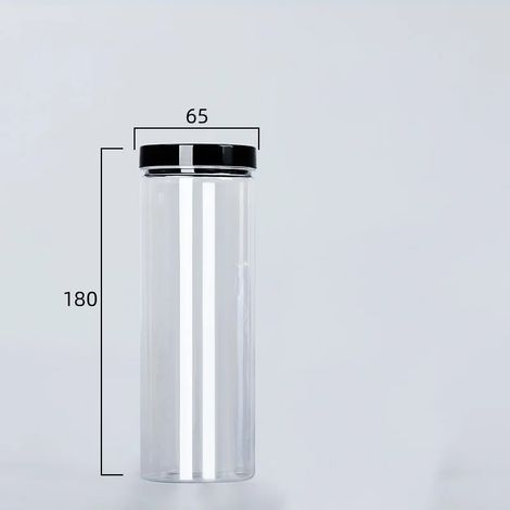 (noir - 93 ml) Boîte de conservation transparente avec couvercle, bouteille d'emballage vide en plastique, seau de rangement circulaire, boîte à biscuits, boîte de conservation alimentaire scellée, ré (1/5)