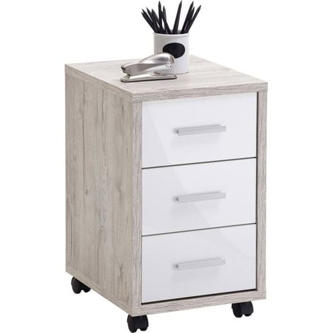 Caisson de Bureau 3 Tiroirs "Dylda" 58cm Naturel