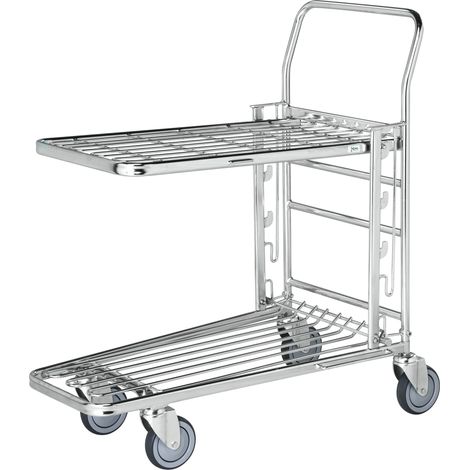 Kongamek Einkaufswagen mit 2 Böden verstellbar 890x520x1000mm Gummi 300kg Tragkraft mit Bremse