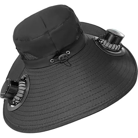 1 Chapeau de pêche, 2 ventilateurs solaires, protection UPF 50+, polyester respirant, camping plage (1/5)