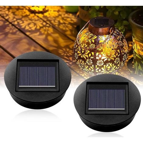 Lot de 2 Lampe Solaire de Rechange avec Ampoule Led, IP65 Étanche éclairage extérieur Lampes Solaires de Rechange Étanche 8cm LED Diamètre Couvercles Solaires pour Lampes Solaires de Jardin (1/5)