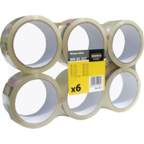 Home Tools MN-05-327 Cinta de sellado para paquetes 48 mm x 66 m Transparente - 6 unidades.