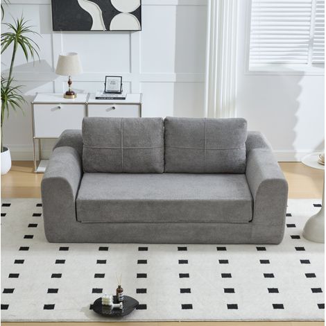 Canapé convertible 2 places pliable 179 x 95 x 79 cm en tissu gris foncé HAVRYA (1/5)