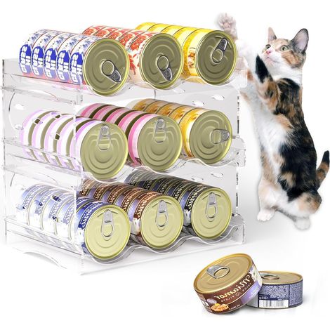 Katzenfutter-Organizer – Fassungsvermögen: 30 oder 45 Dosen – Transparent – Für die Arbeitsplatte – Größe L (1/5)