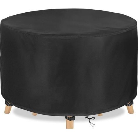 Round Garden Table Cover Waterproof 210D Silver Oxford Fabric Garden Furniture Cover 120 x 74 cm