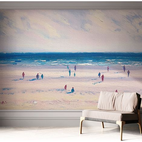 Papier peint adhésif avec colle pour décoration moderne de salon chambre à coucher cuisine et bureau Facile Paysage marin 312x219 cm (1/5)