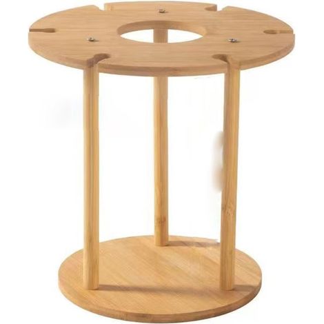 Soporte para copas de vino, bambú, para 6 copas, Ø aprox. 25 cm, accesorio para vino, regalo, botellero, naturaleza (1/5)