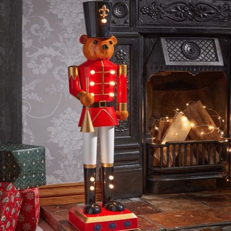 80cm Battery Powered Light up Metal Christmas Teddy Nutcracker Decoration with LEDs (1/2)
