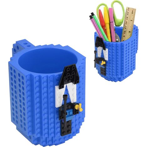 Tasse à monter soi-même (Tasse à assembler, Tasse à café avec blocs de construction) Bleue (1/5)