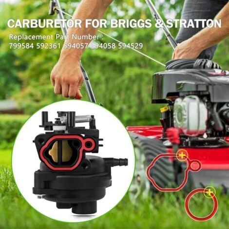 Carburateur 799584 compatible avec les tondeuses à gazon Briggs & Stratton TB110, TB200, 09P702, 103M02, 550EX, 625EX, 675EX, 725EXI, 163 cc. Remplacement du carburateur pour les références 594058, 59 (1/3)
