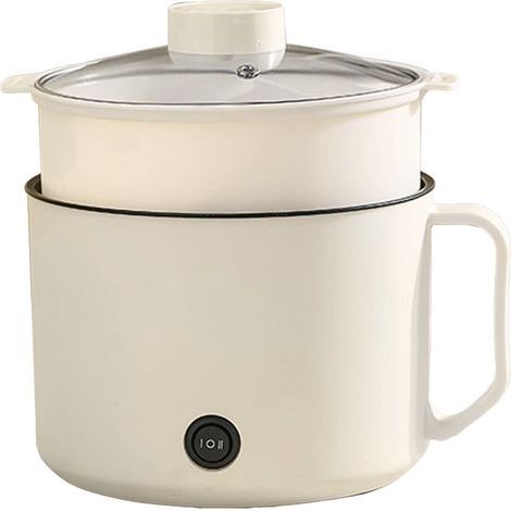 Mini-autocuiseur électrique multifonctionnel pour la cuisson rapide des nouilles, idéal pour les résidences étudiantes et un usage personnel (CN 220V, beige) avec panier vapeur. (1/5)