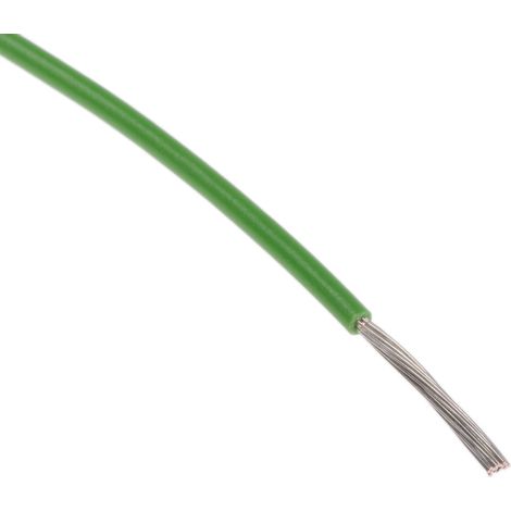 Fil de câblage à gaine PTFE RS PRO, 0,08 mm², 28 AWG, 200°C max, PTFE Vert, 100m ( Prix pour Bobine de 100 Mètres )