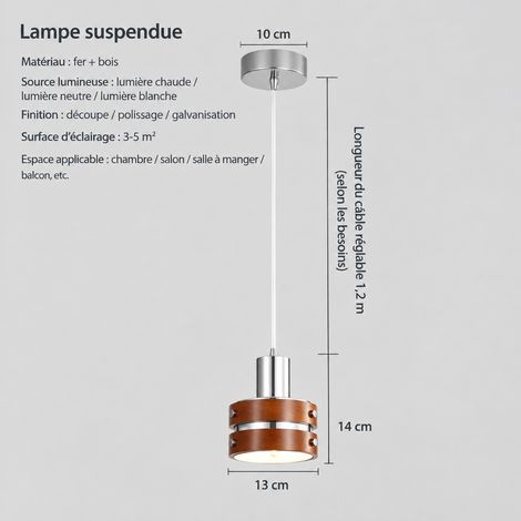 Petite suspension minimaliste lumière blanche LED spectre complet fer 110-220V 2 × 2 × 2 cm 300 g – Livraison gratuite
