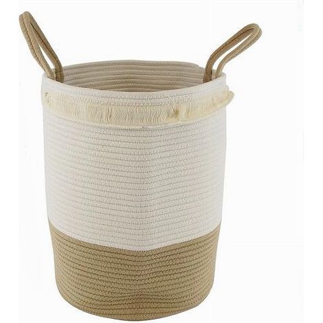 Cleafe - Cesto Portabiancheria Sporca In Corda Intrecciata Borsa Con Manici 35x45cm 10657 - (1/2)