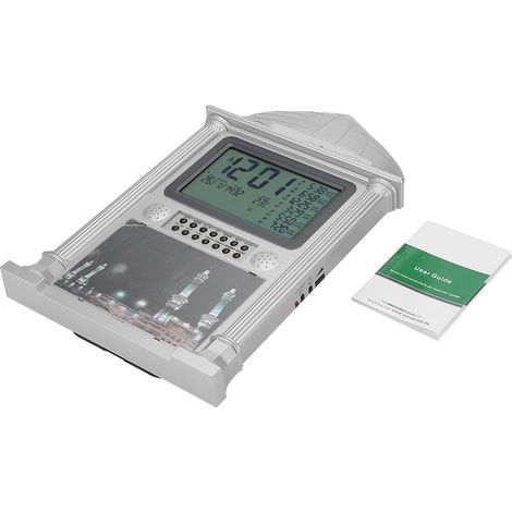 1 Horloge murale numérique grise avec calendrier islamique, affichage du temps, alarme, en plastique (1/5)