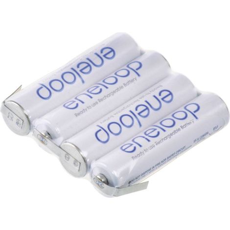 Pacco batteria 4x Ministilo (AAA) Panasonic eneloop Reihe F1x4 linguette a saldare a Z NiMH 4.8 V 750 mAh