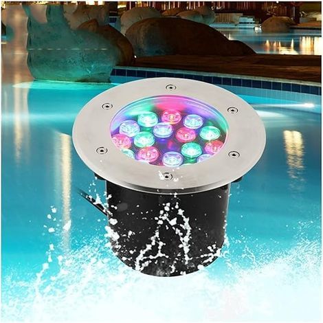 9W Spot LED Encastrable Extérieur,RGB Projecteur de Piscine IP68 Étanche Inoxydable Lumière Souterraine pour Jardin Étang Piscine Terrasse (1/5)