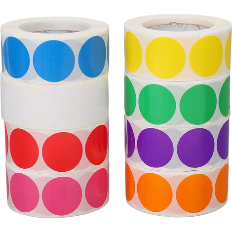 Rouleau de 8 étiquettes autocollantes rondes et colorées pour flacons de cosmétiques et d'huiles essentielles (cadeaux). (1/5)