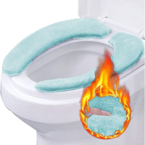 paire de coussins de siège de toilette, housse de coussin adulte épaisse, chaude et douce en peluche, forme ronde, lavable. (1/4)