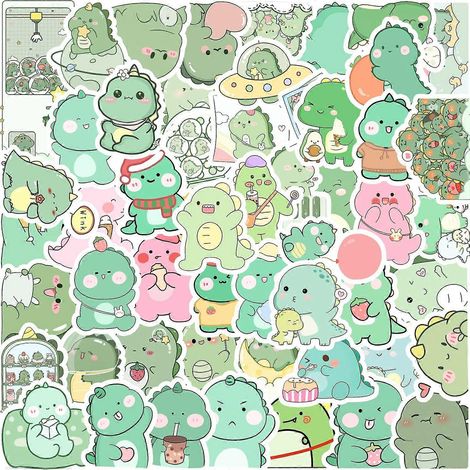 (sachet / 50 feuilles) - autocollants mignons de dinosaures de dessin animé (1/3)