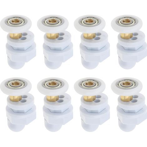 8pcs 23mm Bathroom Shower Door Rollers Sliding Glass Door Pulleys Ultra-quiet Replacement Wheels 23mm Diameter Wheels for Shower Door Steam Room (1/5)