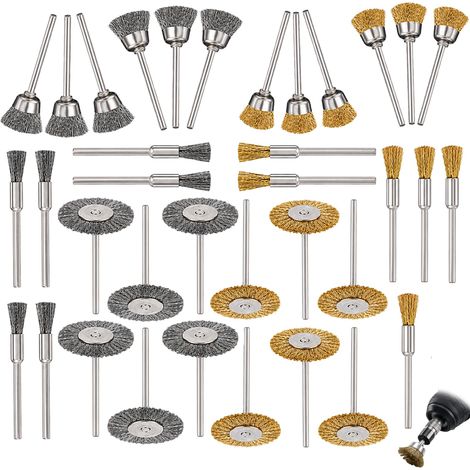 36PCS Brosse en Laiton de Polissage Ensemble,Brosses Métalliques Inoxydable Métallique de Forage Brosses Rotatifs,Brosse En Laiton Et Acier Inoxydable De Polissage Et Nettoyage Pour Meuleuse Perceuse (1/5)