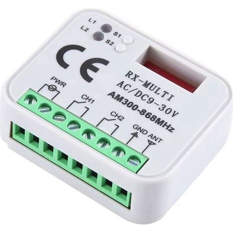 1 Kit interrupteur commande porte garage 300-868 MHz relais 9-30 V plastique blanc extérieur (1/5)