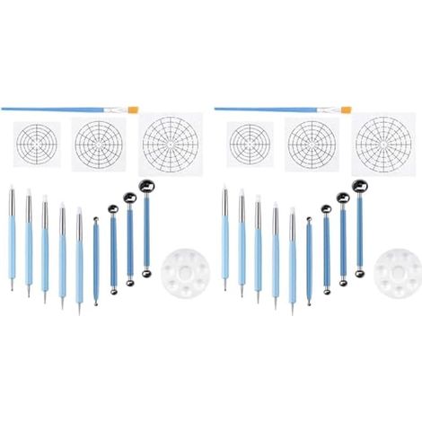 Ensemble de 28 Outils de Pochoir de Pointage Mandala de Peinture de Outils de Pointage Comprenant des ModèLes, Plateau de Peinture, Outils de Mandala (1/5)
