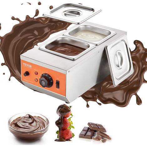 Tempéreuse à Chocolat Commerciale 800 W Bain-Marie Électrique pour Chocolat 2 Cuves de 1,5 L Fondoir à Chocolat Température Réglable 30-85 ℃ en Inox Alimentaire pour Chauffer Beurre Crème Lait (1/5)